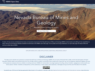 Screenshot of the NBMG Open Data website