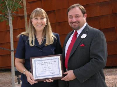 Gloria Leggio received the Nevada Earthquake Safety Council Award for Excellence, presented by Chairman Ron Lynn