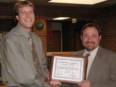 Troy Martin, Nevada Department of Transportation, is awarded the Nevada Earthquake Safety Council Award for Excellence